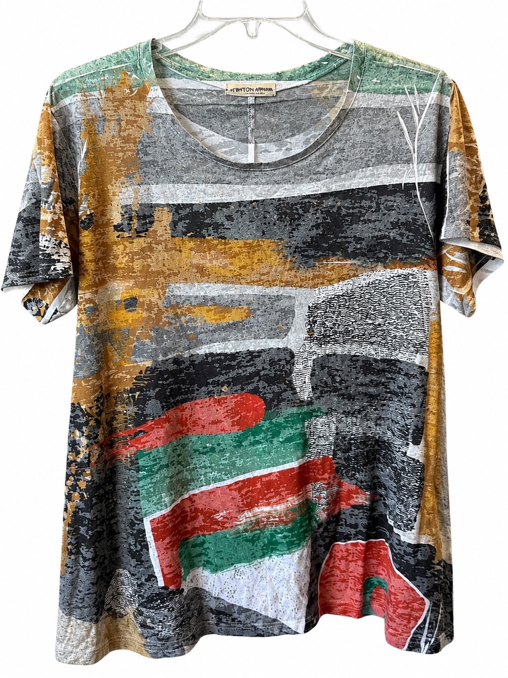 Nylon Apparel Made in USA Abstract Print Burnout Tunic Top L/XL